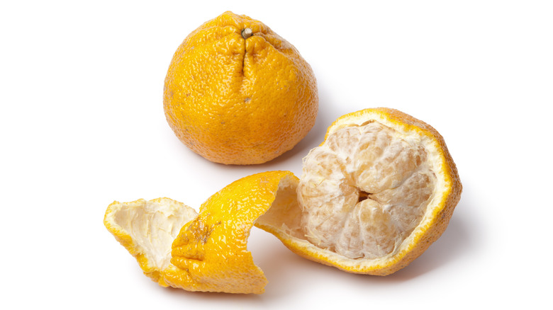 Peeled ugli fruit