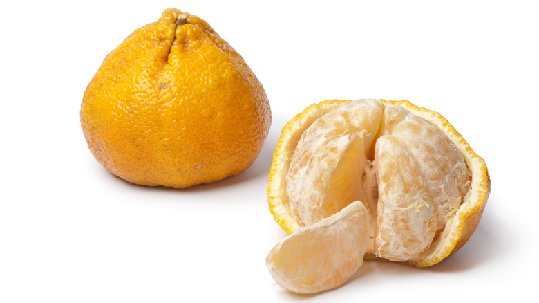Peeled ugli fruit