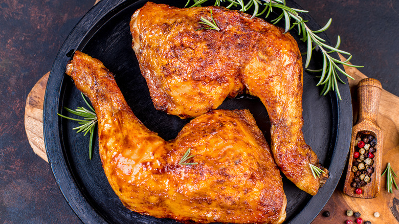 baked chicken legs on a plate