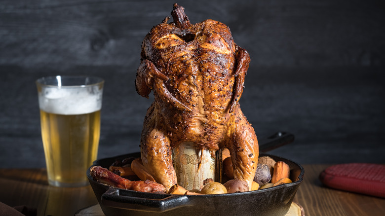 beer can chicken with veggies