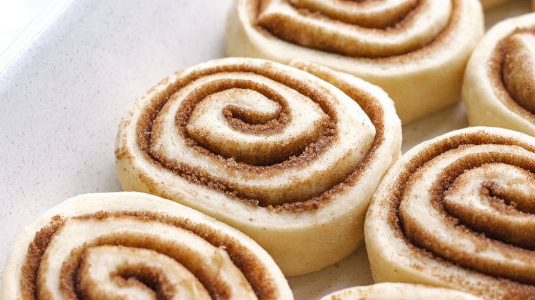 Unbaked cinnamon roll dough