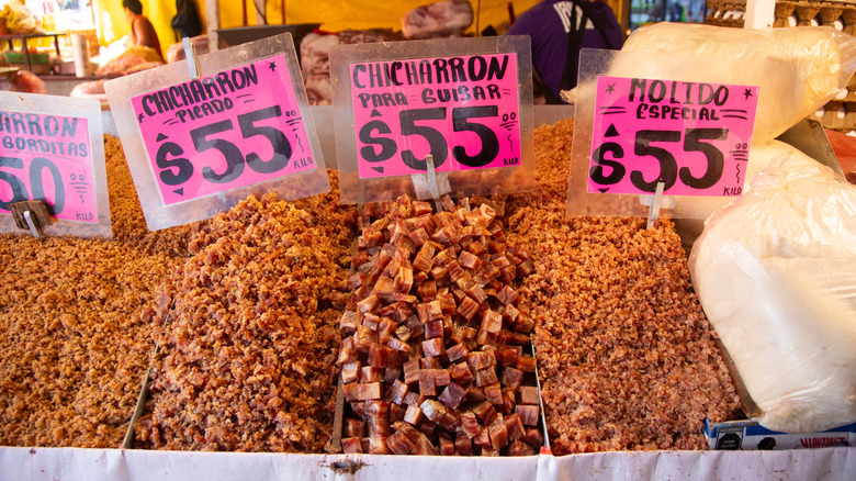 A variety of meats at a Mexican store