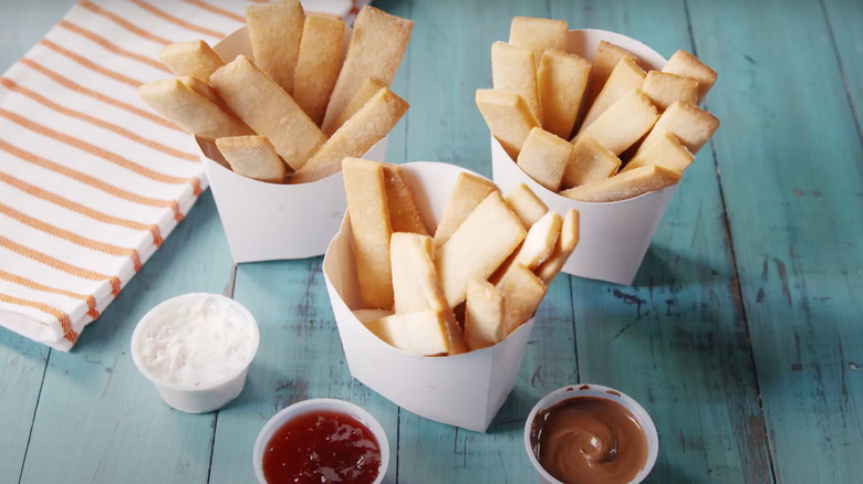 Sugar cookie french fries with dipping sauces