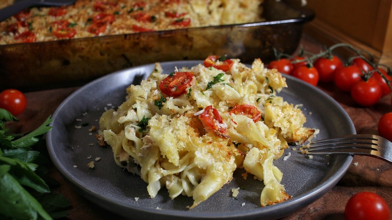 tuna casserole serving on plate