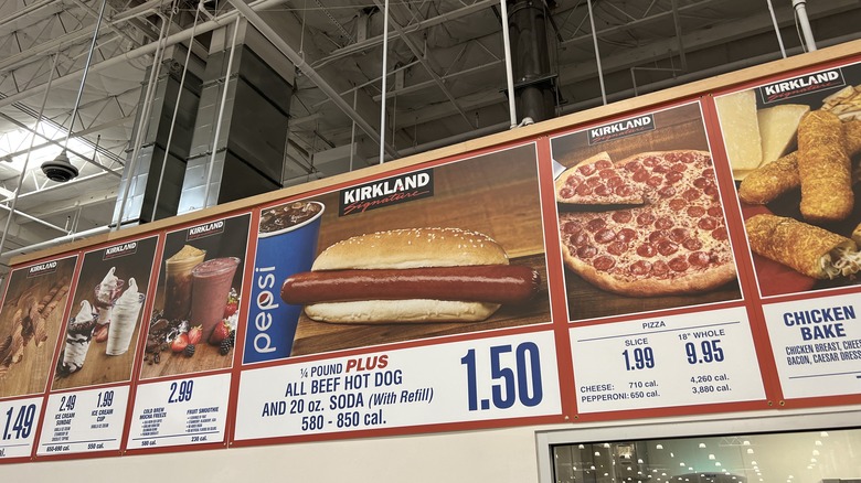 menu board of a Costco food court