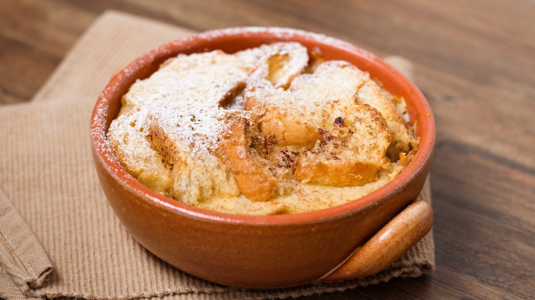 bread pudding in bowl