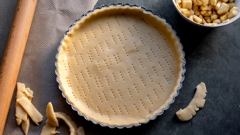 Pie crust prepared for par baking 