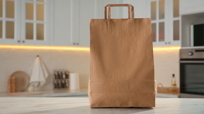 Paper bag on a counter