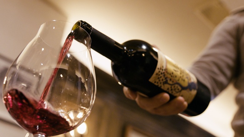 wine pouring into glass