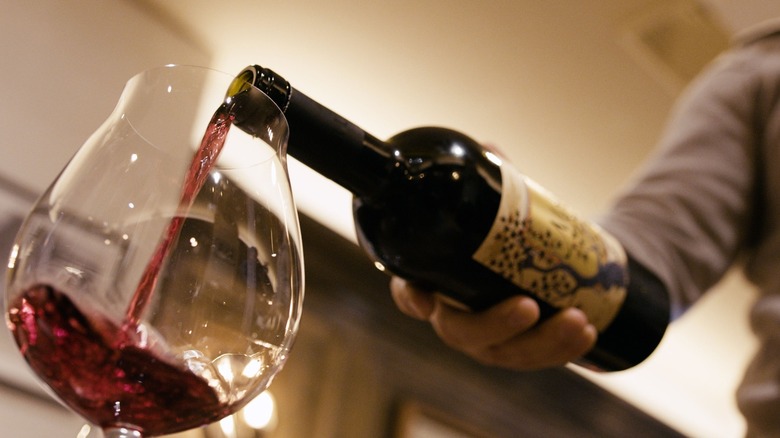 Wine pouring into glass