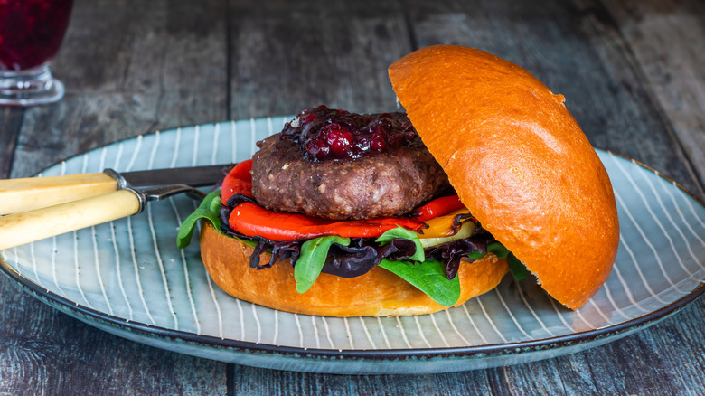 Venison burger in a brioche bun