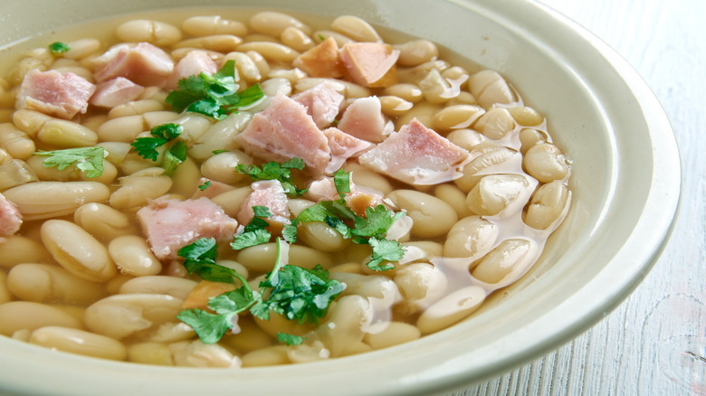 Senate bean soup, served with Navy beans and ham