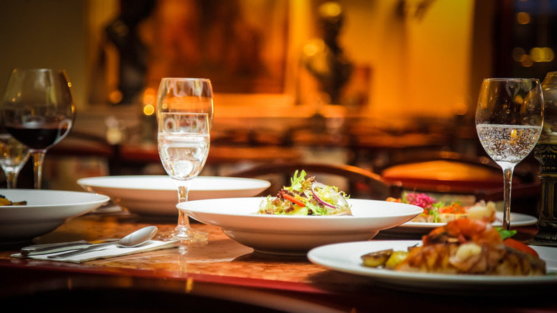 food served alongside drinks at restaurant