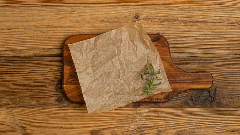 parchment paper on cutting board