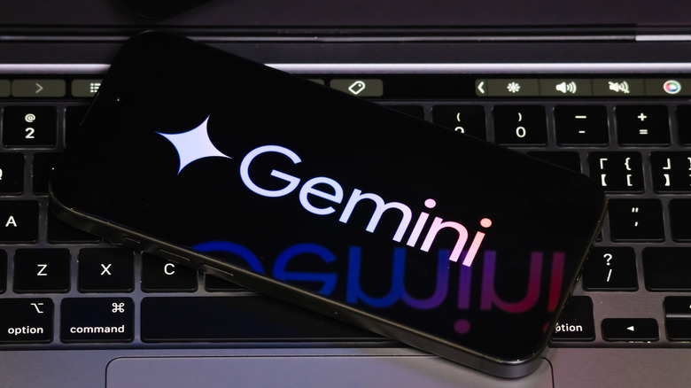 The Google Gemini logo appears on a mobile phone screen.