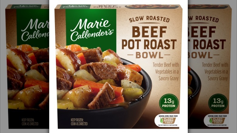 A product photo of Marie Callender's Slow Roasted Beef Pot Roast Bowl.