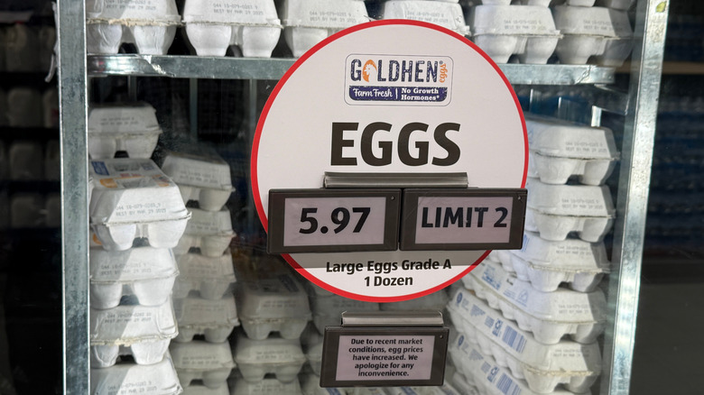 Stacks of egg cartons from Aldi.