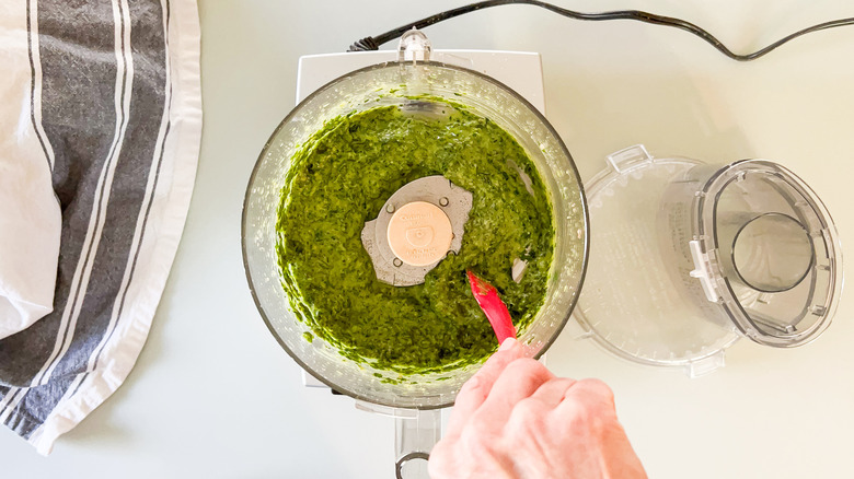 Walnut pesto in food processor