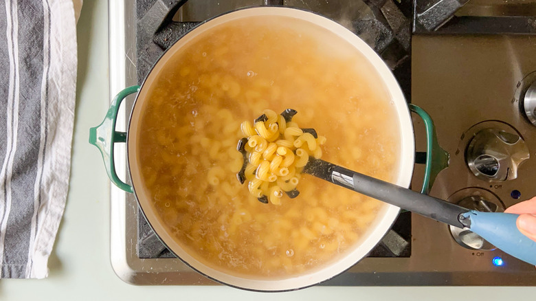 Pasta cooking in pot