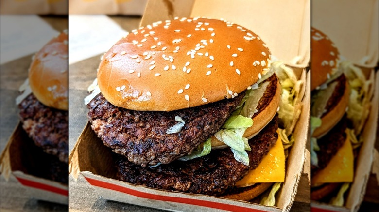 A quarter pounder with cheese dressed as a Big Mac.