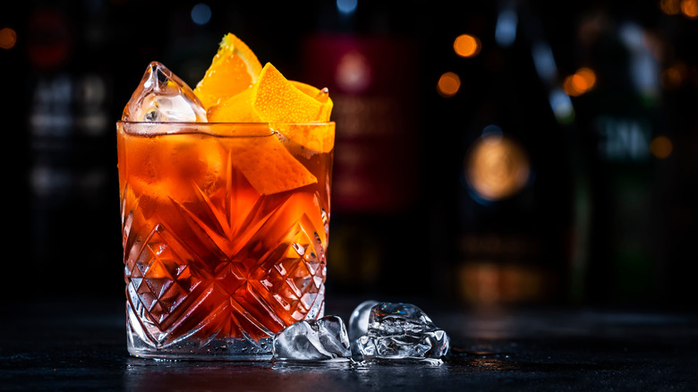 coffee negroni cocktail in a glass.