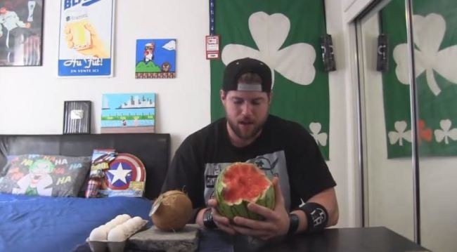 Watch A Guy Called The L.A. Beast Eat An Entire Watermelon, Skin And All