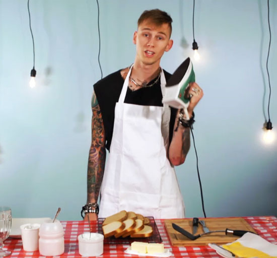Watch Machine Gun Kelly Make A Grilled Cheese Sandwich With An Iron