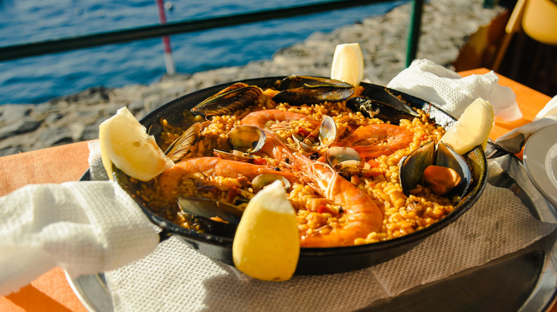 A dish of paella in Spain.