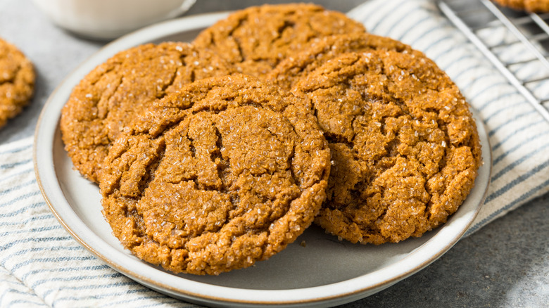 pile of gingersnaps on a plate