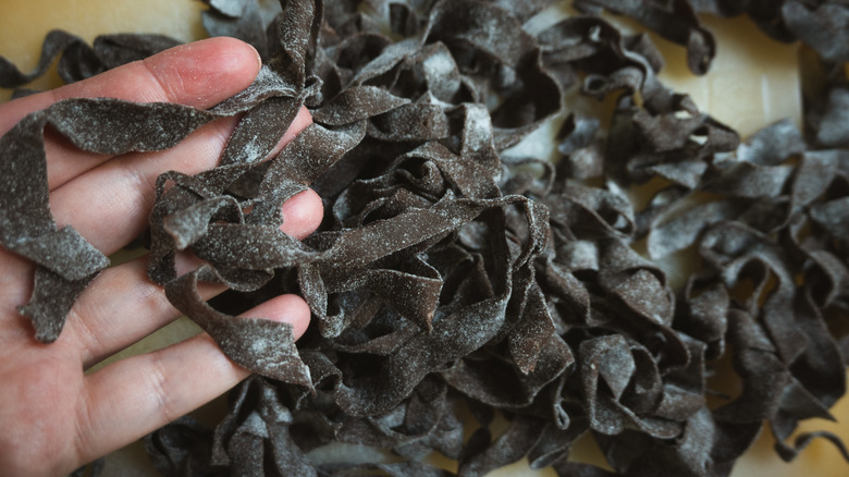 nest of chocolate pasta