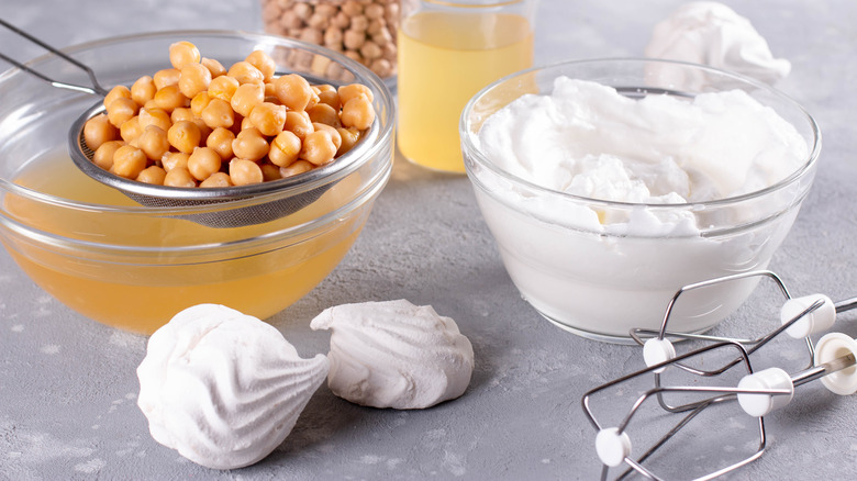 Vegan meringue with chickpeas and bean water aquafaba