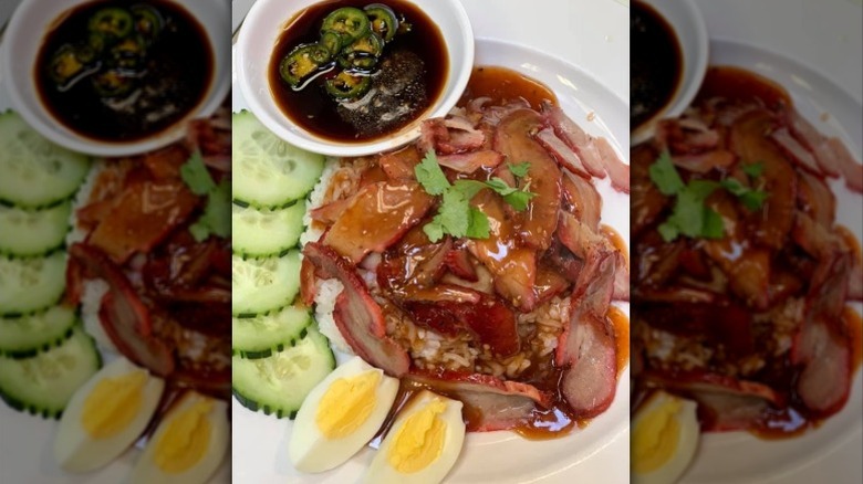 Red pork dish at Chada Thai restaurant in Denver