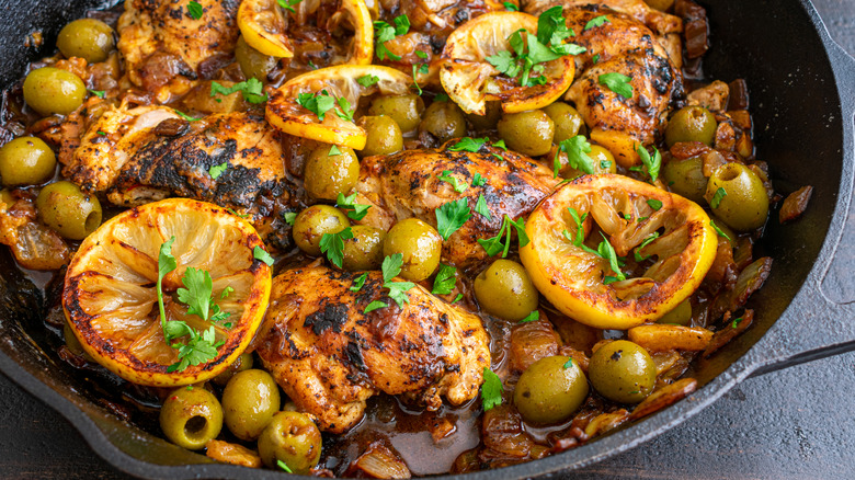 chicken dish with caramelized lemons