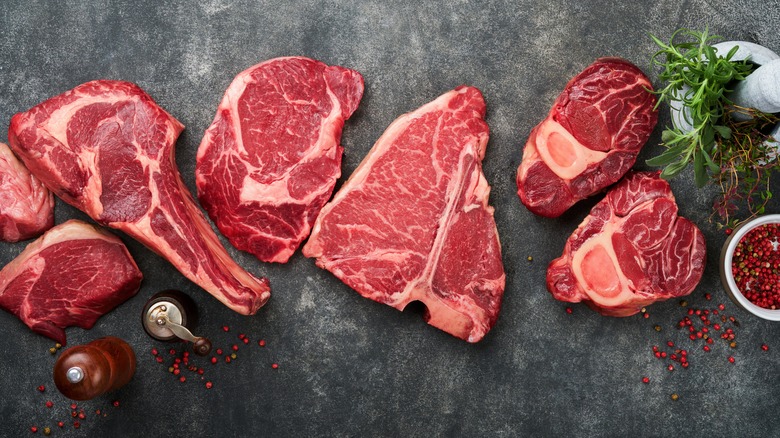various cuts of steaks