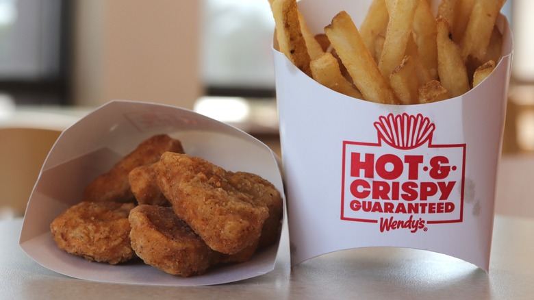 Chicken nuggets and fries at a Wendy's restaurant