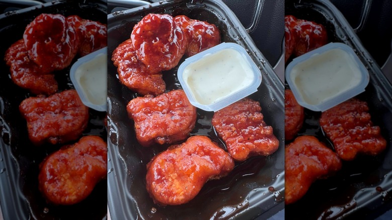 Wendy's saucy nuggets with a dipping sauce