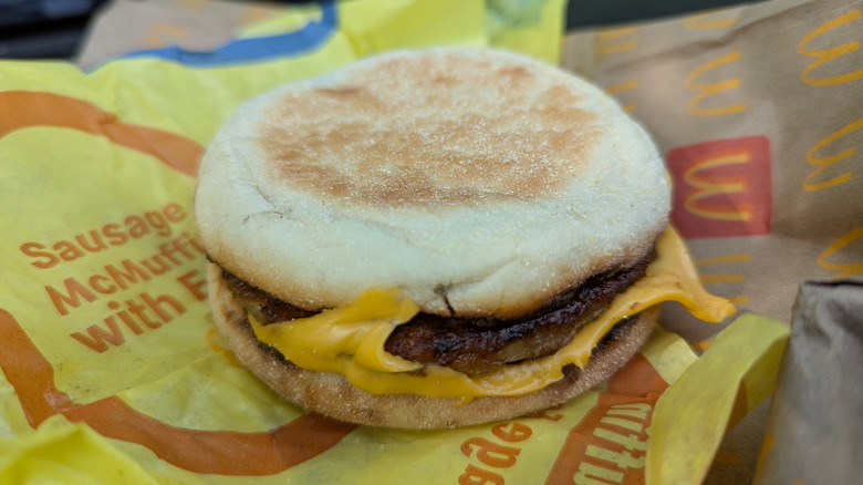 A McDonald's Sausage McMuffin with Egg.