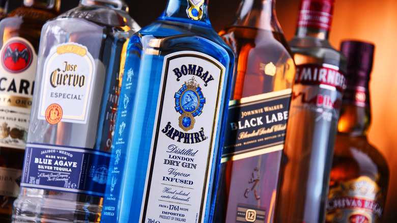 liquor bottles displayed