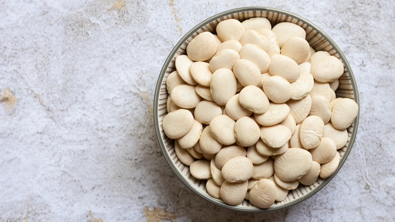 Bowl of uncooked butter beans