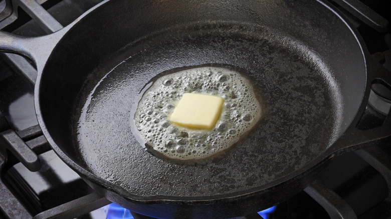 Butter in cast iron pan