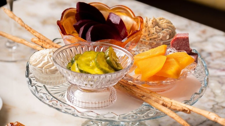 A relish tray served at Harvey House, a supper club in Wisconsin.