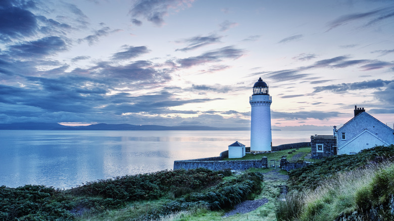 View of lighthouse and ocean in Campbeltown Scotland