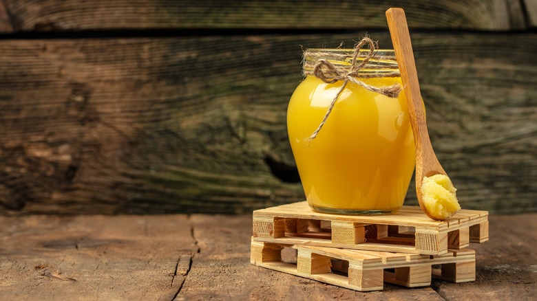 A jar of clarified butter