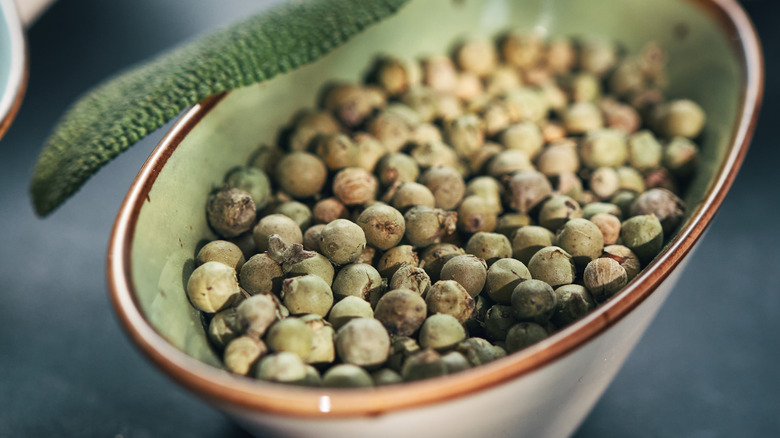 many green peppercorns
