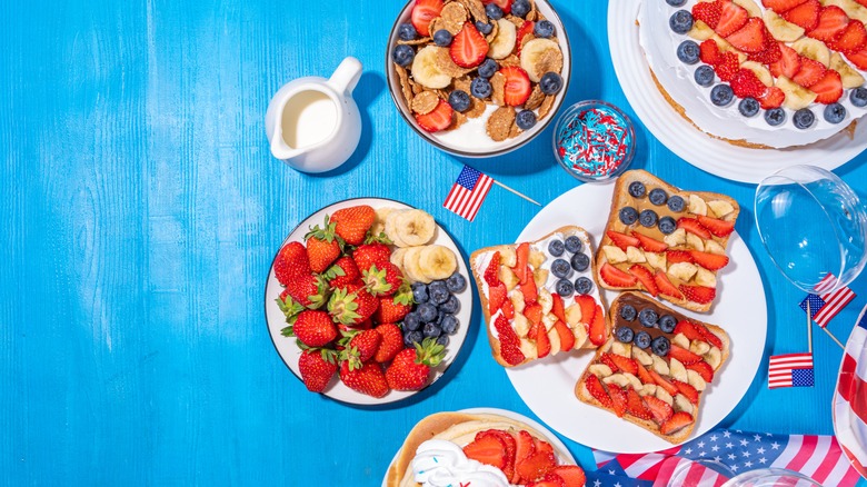 An array of Fourth of July themed desserts
