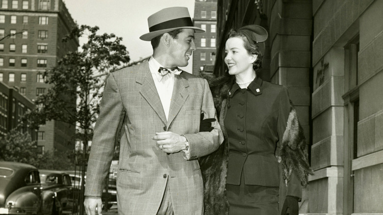 Vintage black and white picture of a well dressed man and woman