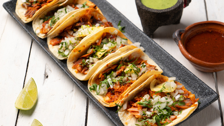 platter of tacos al pastor