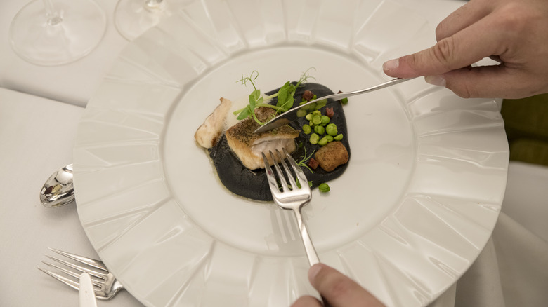 Cod confit with bean puree