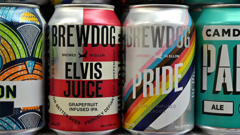 A variety of beer cans.