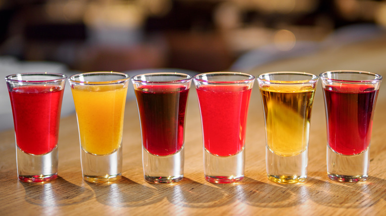 Assorted shots of alcohol